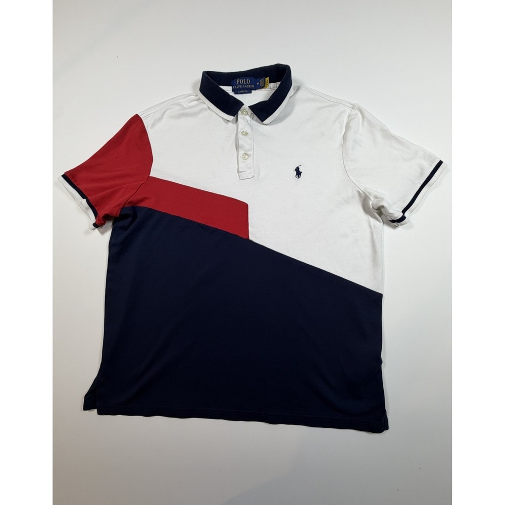 Polo Ralph Lauren Classic Fit Color Block Polo Shirt Blue Red White Men's M